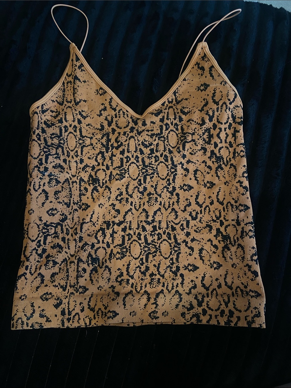 Aura Beige Snake-Print Ribbed Cami